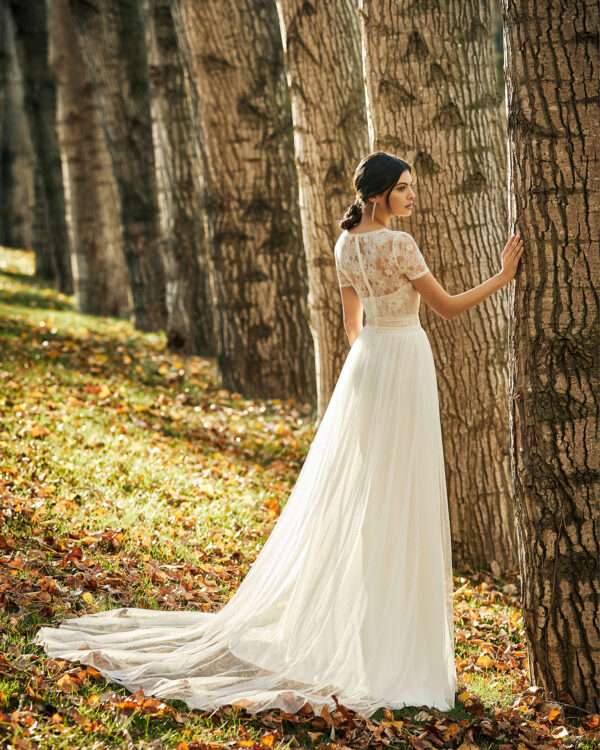 Boho Kleid Hochzeit mit T-Shirt Ärmeln