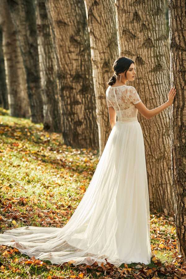 Boho Kleid Hochzeit mit T-Shirt Ärmeln