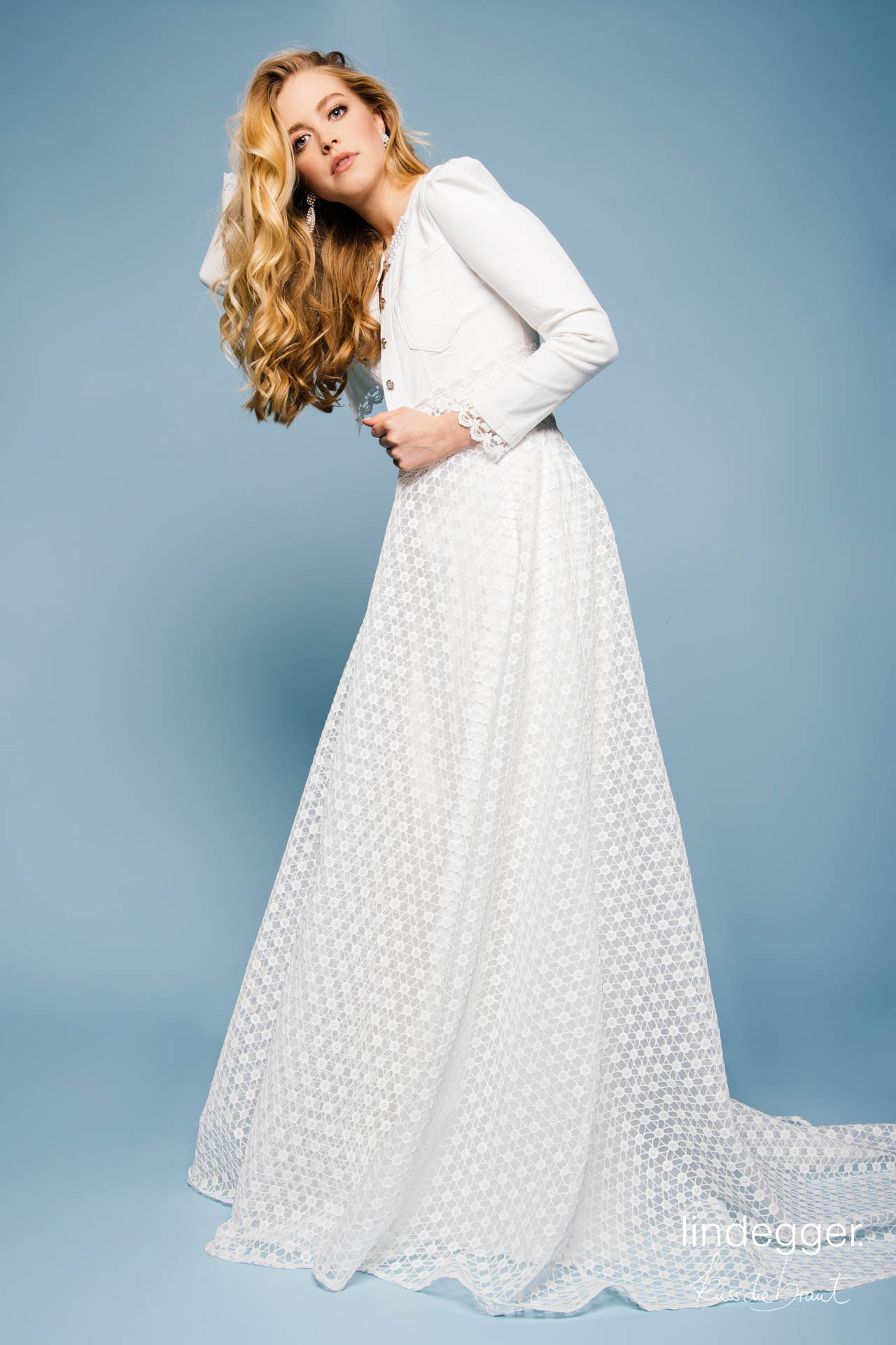 Denim Jacke Ivory Hochzeitsblume