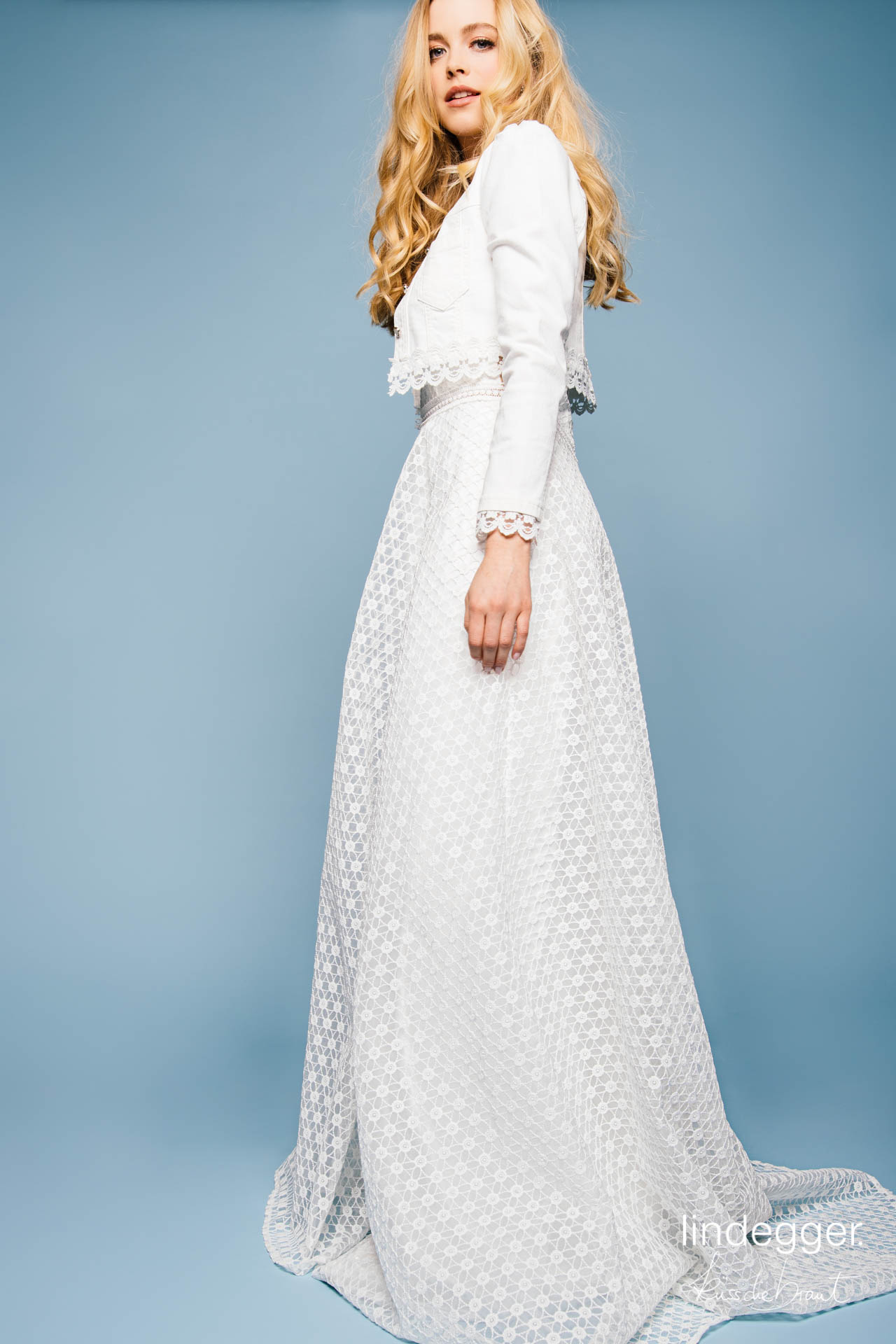 Denim Jacke Ivory Hochzeitsblume
